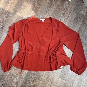 Topshop Rust Orange Tie-Waist Blouse